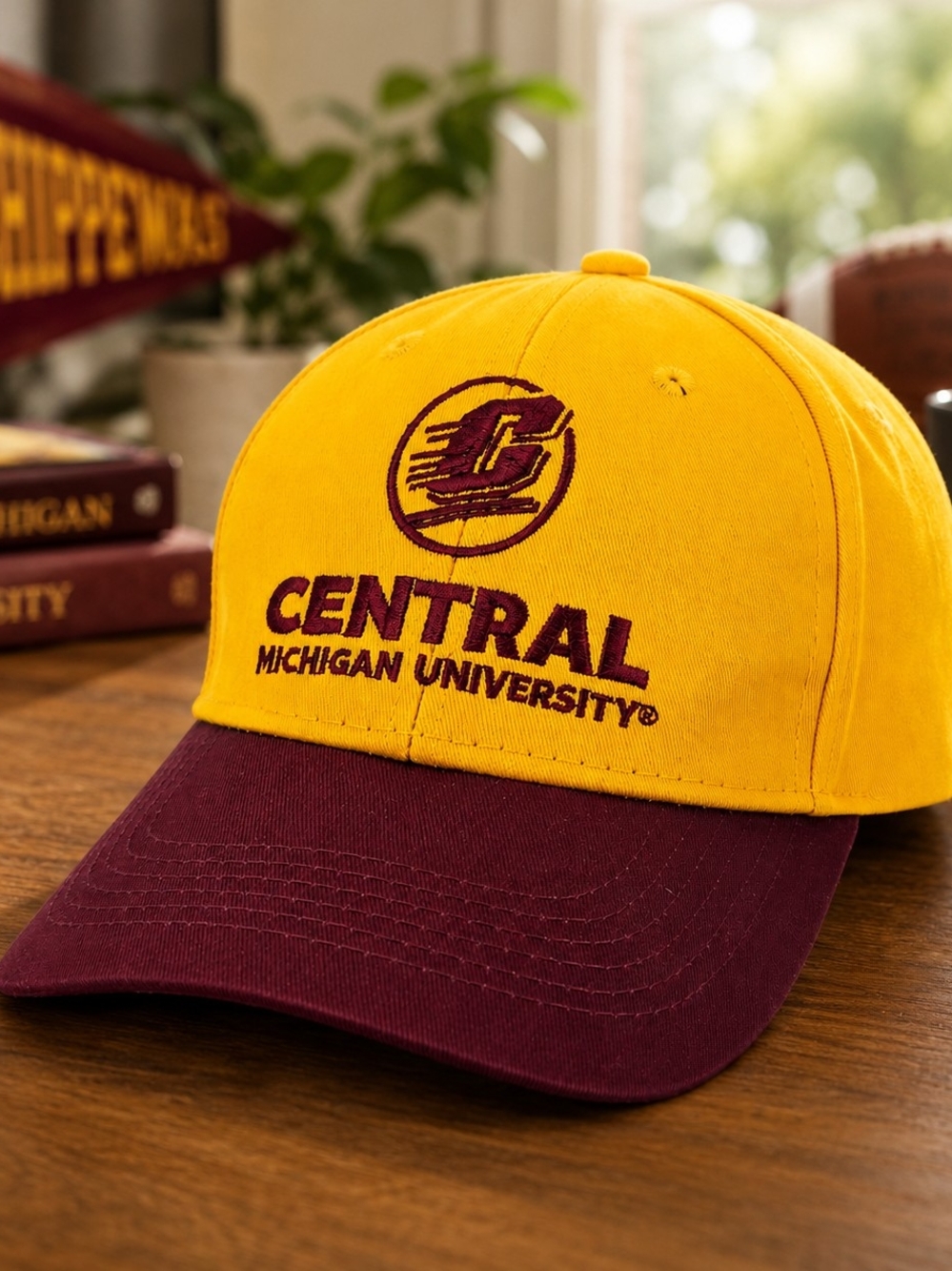 CMU Central Michigan University Chippewas Maroon Gold Strapback Hat OSFA